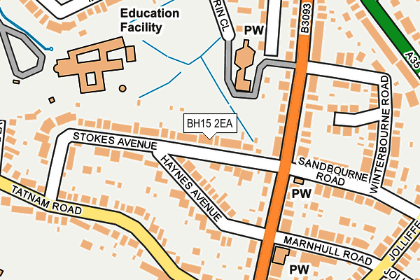 BH15 2EA map - OS OpenMap – Local (Ordnance Survey)