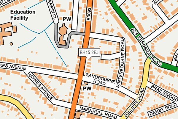 BH15 2EJ map - OS OpenMap – Local (Ordnance Survey)