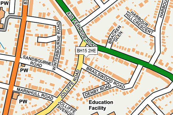 BH15 2HE map - OS OpenMap – Local (Ordnance Survey)
