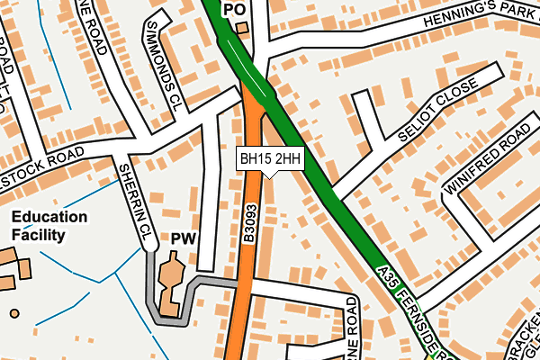 BH15 2HH map - OS OpenMap – Local (Ordnance Survey)