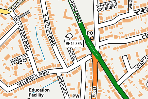 BH15 3EA map - OS OpenMap – Local (Ordnance Survey)