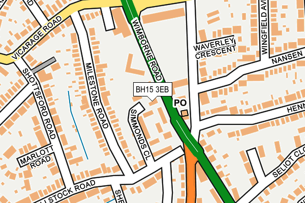 BH15 3EB map - OS OpenMap – Local (Ordnance Survey)