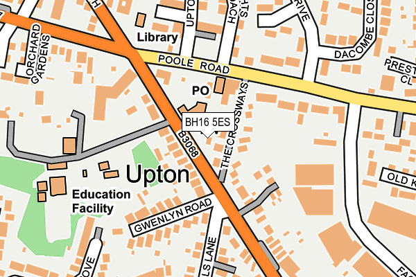 BH16 5ES map - OS OpenMap – Local (Ordnance Survey)