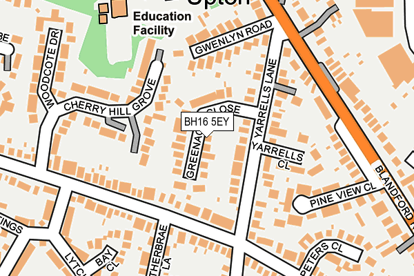 BH16 5EY map - OS OpenMap – Local (Ordnance Survey)