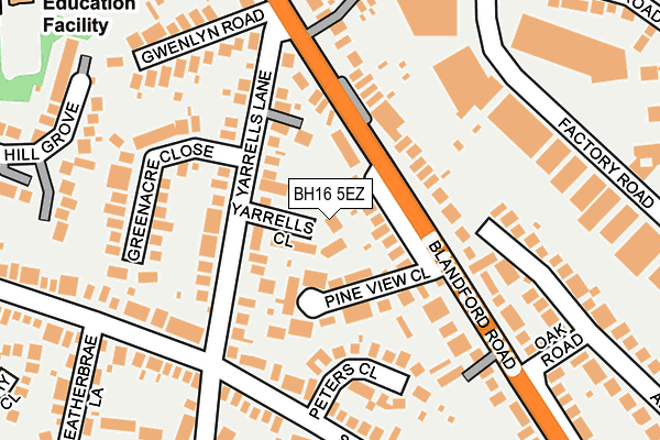 BH16 5EZ map - OS OpenMap – Local (Ordnance Survey)