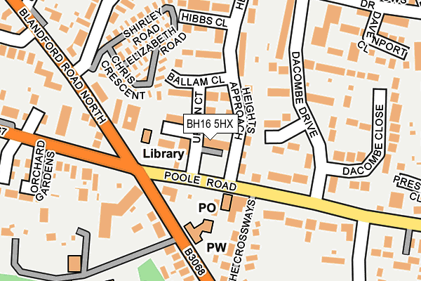 BH16 5HX map - OS OpenMap – Local (Ordnance Survey)