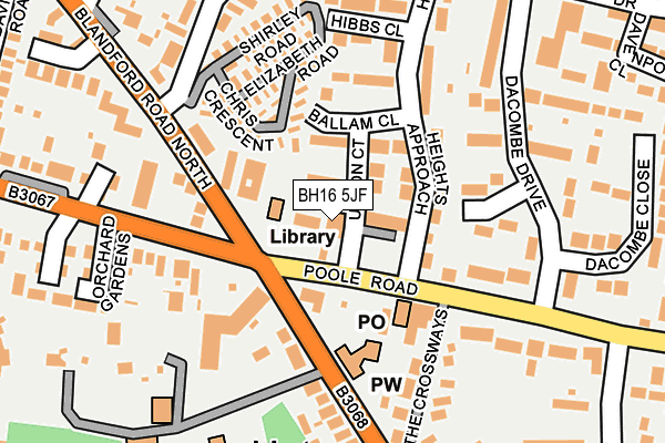 BH16 5JF map - OS OpenMap – Local (Ordnance Survey)