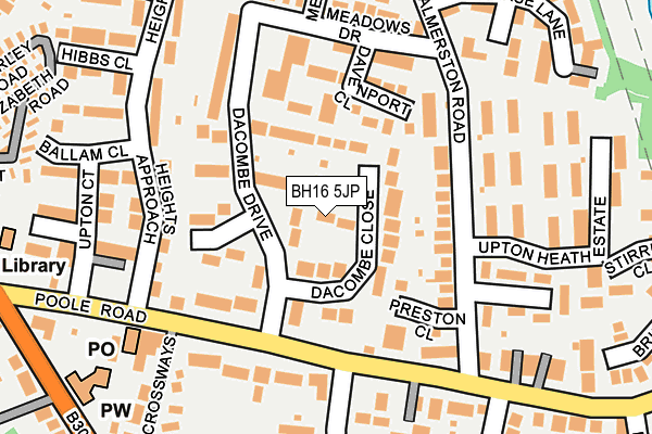 BH16 5JP map - OS OpenMap – Local (Ordnance Survey)