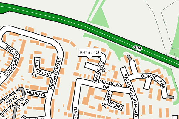 BH16 5JQ map - OS OpenMap – Local (Ordnance Survey)
