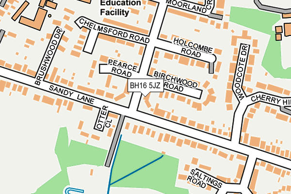 BH16 5JZ map - OS OpenMap – Local (Ordnance Survey)