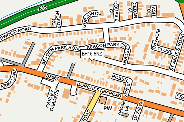 BH16 5NZ map - OS OpenMap – Local (Ordnance Survey)