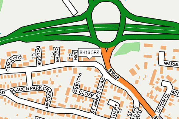 BH16 5PZ map - OS OpenMap – Local (Ordnance Survey)