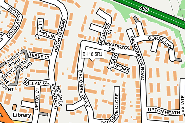 BH16 5RJ map - OS OpenMap – Local (Ordnance Survey)