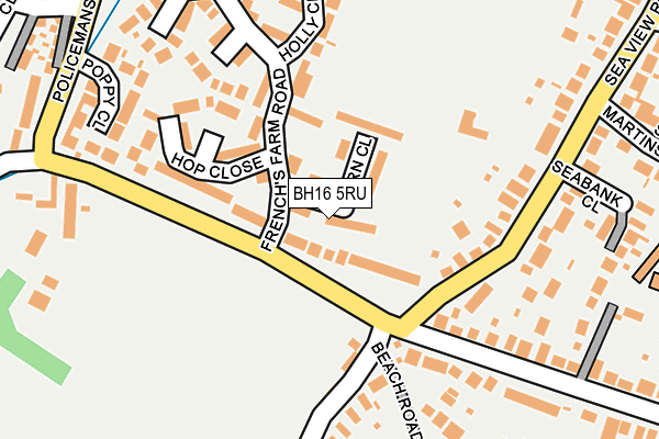 BH16 5RU map - OS OpenMap – Local (Ordnance Survey)