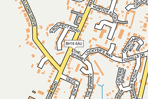 BH16 6AU map - OS OpenMap – Local (Ordnance Survey)