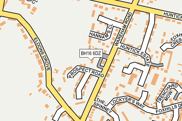 BH16 6DZ map - OS OpenMap – Local (Ordnance Survey)