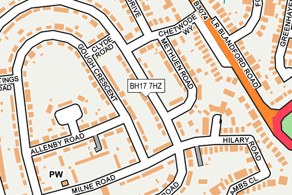 BH17 7HZ map - OS OpenMap – Local (Ordnance Survey)