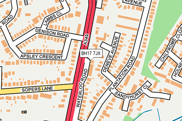 BH17 7JX map - OS OpenMap – Local (Ordnance Survey)