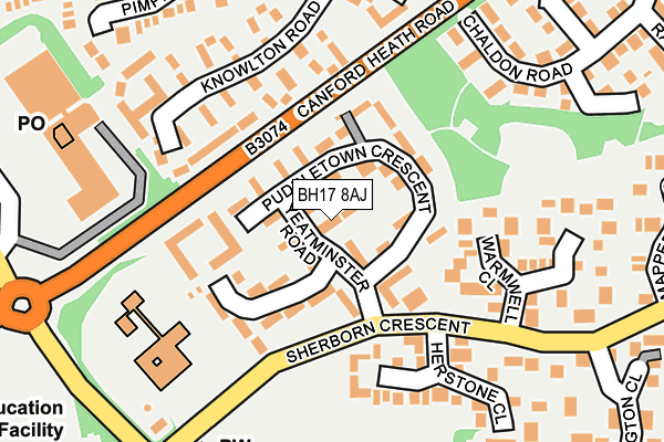 BH17 8AJ map - OS OpenMap – Local (Ordnance Survey)