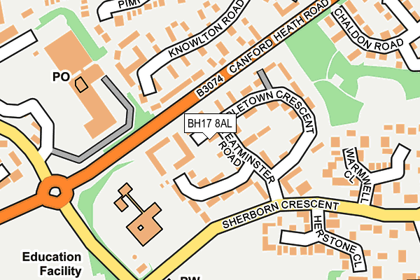 BH17 8AL map - OS OpenMap – Local (Ordnance Survey)
