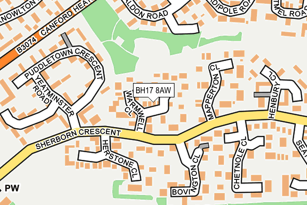 BH17 8AW map - OS OpenMap – Local (Ordnance Survey)