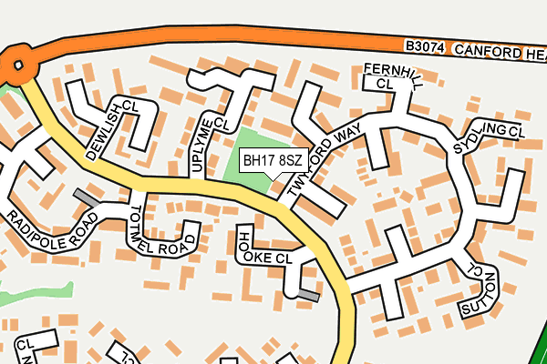 BH17 8SZ map - OS OpenMap – Local (Ordnance Survey)