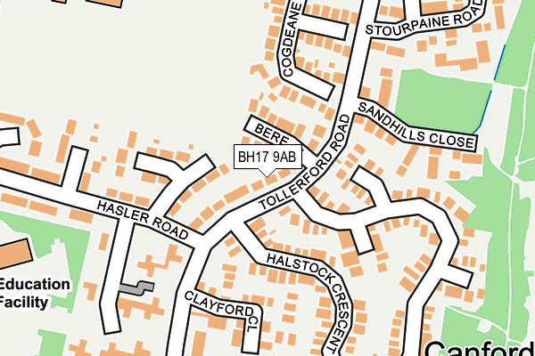 BH17 9AB map - OS OpenMap – Local (Ordnance Survey)