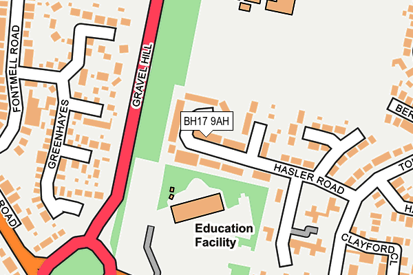 BH17 9AH map - OS OpenMap – Local (Ordnance Survey)