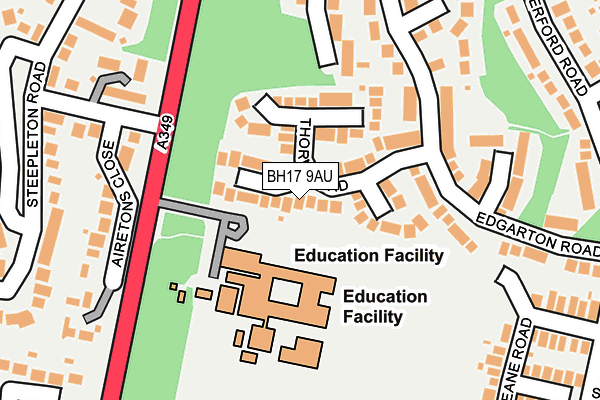 BH17 9AU map - OS OpenMap – Local (Ordnance Survey)