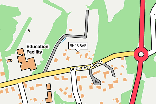 BH18 8AF map - OS OpenMap – Local (Ordnance Survey)