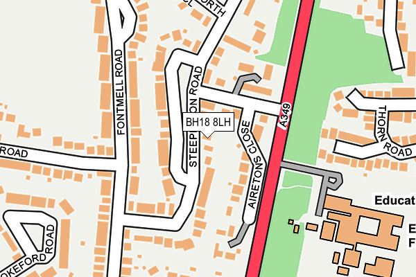 BH18 8LH map - OS OpenMap – Local (Ordnance Survey)