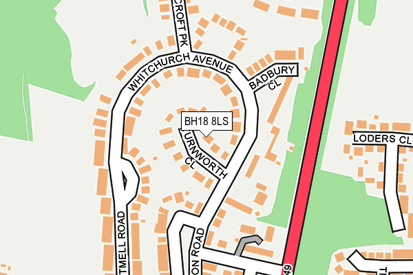 BH18 8LS map - OS OpenMap – Local (Ordnance Survey)
