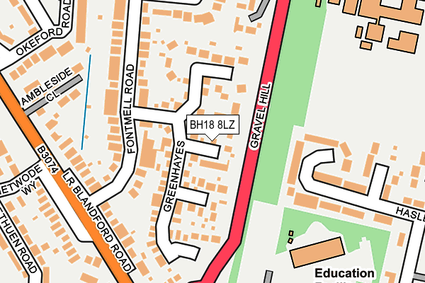 BH18 8LZ map - OS OpenMap – Local (Ordnance Survey)