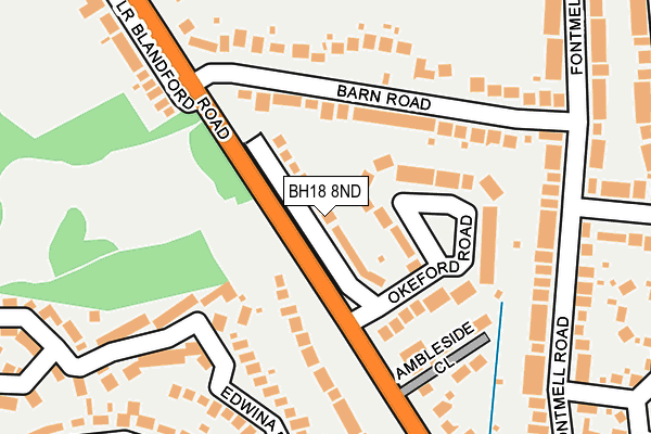 BH18 8ND map - OS OpenMap – Local (Ordnance Survey)