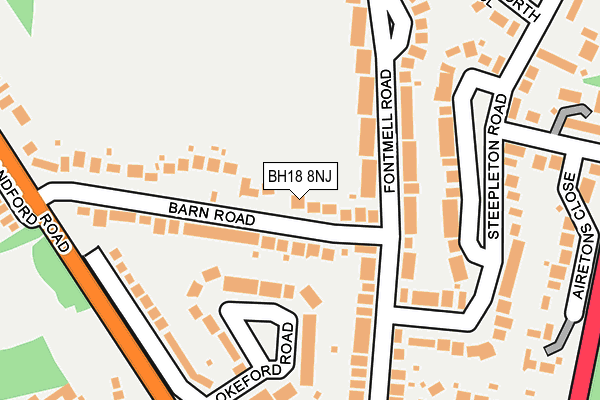 BH18 8NJ map - OS OpenMap – Local (Ordnance Survey)