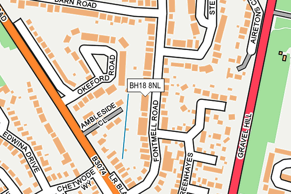 BH18 8NL map - OS OpenMap – Local (Ordnance Survey)