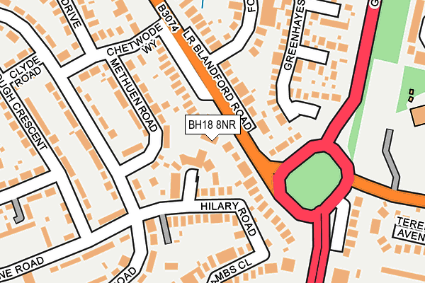 BH18 8NR map - OS OpenMap – Local (Ordnance Survey)