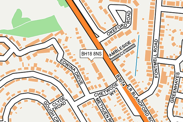 BH18 8NS map - OS OpenMap – Local (Ordnance Survey)