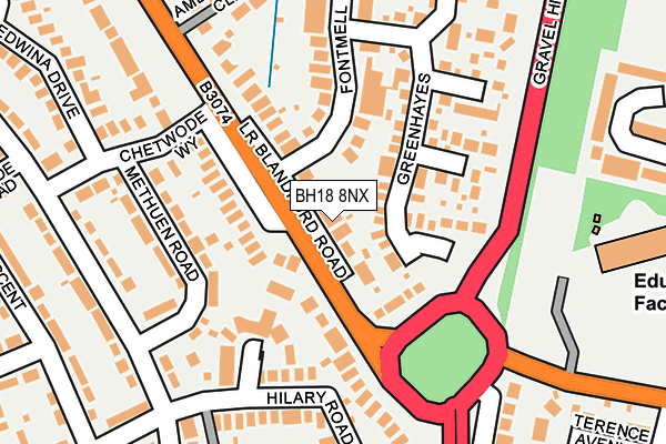 BH18 8NX map - OS OpenMap – Local (Ordnance Survey)