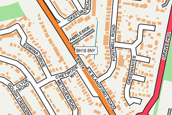 BH18 8NY map - OS OpenMap – Local (Ordnance Survey)
