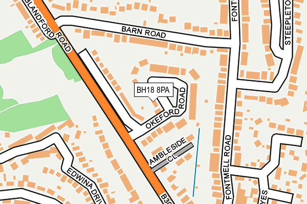 BH18 8PA map - OS OpenMap – Local (Ordnance Survey)