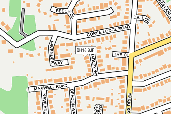 BH18 9JF map - OS OpenMap – Local (Ordnance Survey)