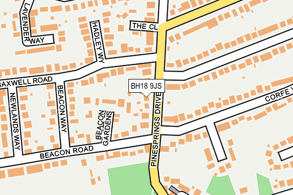 BH18 9JS map - OS OpenMap – Local (Ordnance Survey)