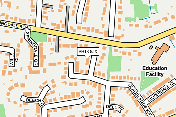 BH18 9JX map - OS OpenMap – Local (Ordnance Survey)