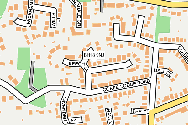 BH18 9NJ map - OS OpenMap – Local (Ordnance Survey)