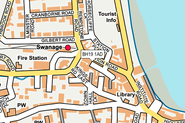 BH19 1AD map - OS OpenMap – Local (Ordnance Survey)