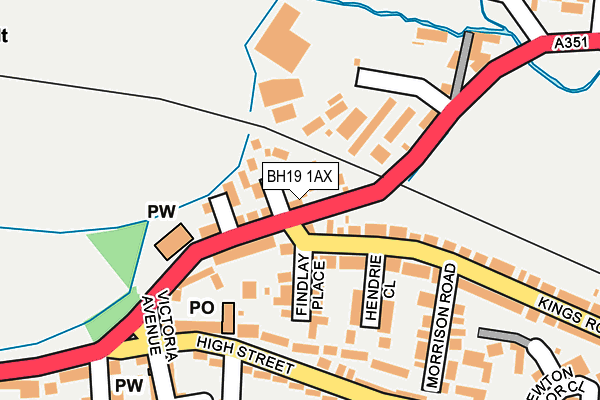 BH19 1AX map - OS OpenMap – Local (Ordnance Survey)