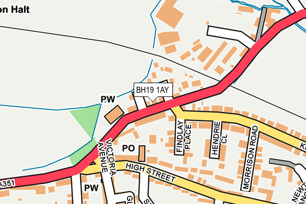 BH19 1AY map - OS OpenMap – Local (Ordnance Survey)