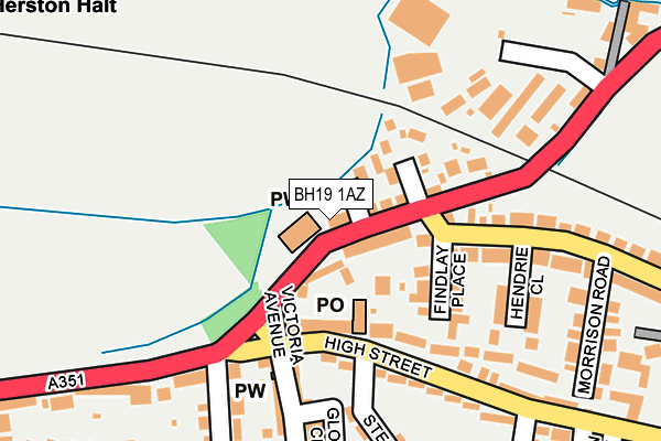 BH19 1AZ map - OS OpenMap – Local (Ordnance Survey)