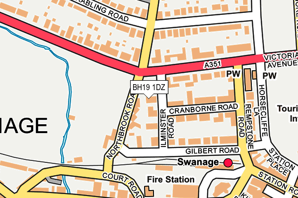 BH19 1DZ map - OS OpenMap – Local (Ordnance Survey)
